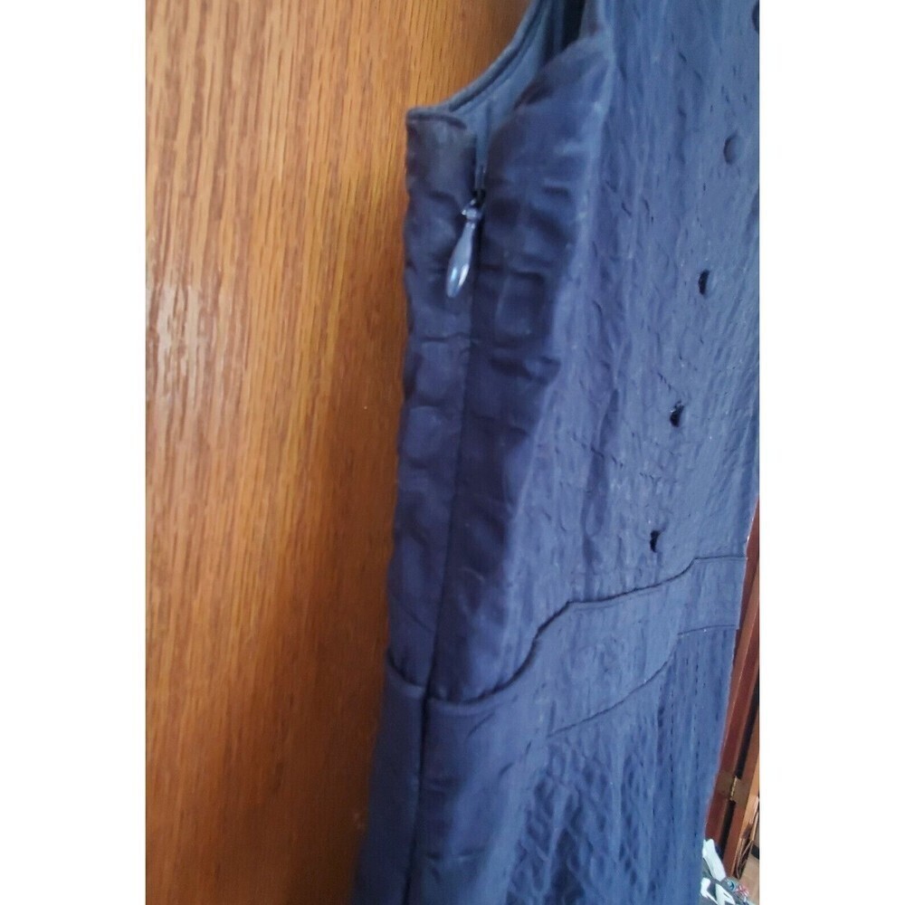 J Crew Navy Blue Sleeveless Dress Cotton Seersucker Fit & Flare Lined sz 8 - Picture 15 of 16